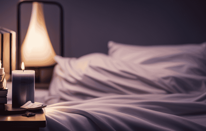 An image showcasing a dimly lit bedroom with soft, warm lighting