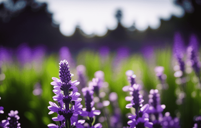 An image of a serene, sunlit garden with vibrant green plants, where a person peacefully meditates amidst blooming lavender fields, embracing the calming effects of CBD