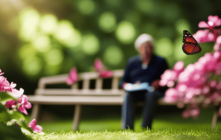 An image showcasing a serene, sunlit garden with vibrant blossoms