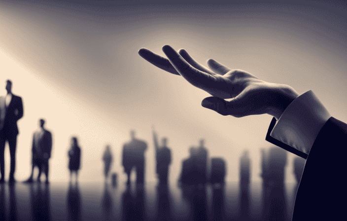 An image showcasing a trembling hand reaching out towards a diverse group of colleagues, symbolizing the initial fear and vulnerability of starting a new job, but also the potential for growth and connection
