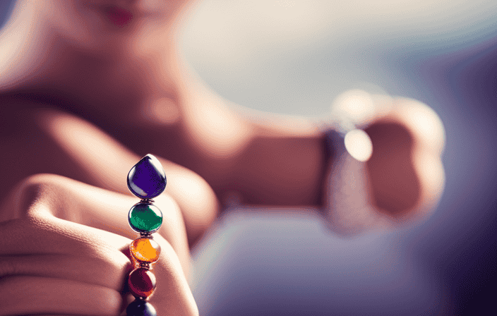 An image showcasing an exquisite collection of chakra necklaces and jewelry, radiating vibrant colors and delicate gemstones