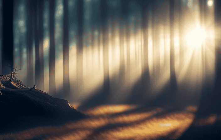 An image depicting a mystical forest at dawn, where rays of sunlight filter through towering ancient trees, casting ethereal shadows on a hidden path leading towards a radiant, enigmatic source of truth