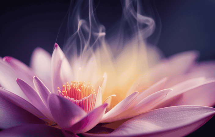 An image showcasing a serene, dimly lit room adorned with vibrant mandalas, delicate lotus flowers, and tranquil incense smoke gently swirling in the air, evoking the transformative power of meditation symbols and their ability to forge profound spiritual connections