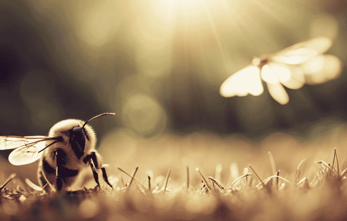 An image that captures the essence of bees gracefully hovering around a person, their delicate wings shimmering in sunlight, symbolizing a profound connection between humans and the spiritual realm