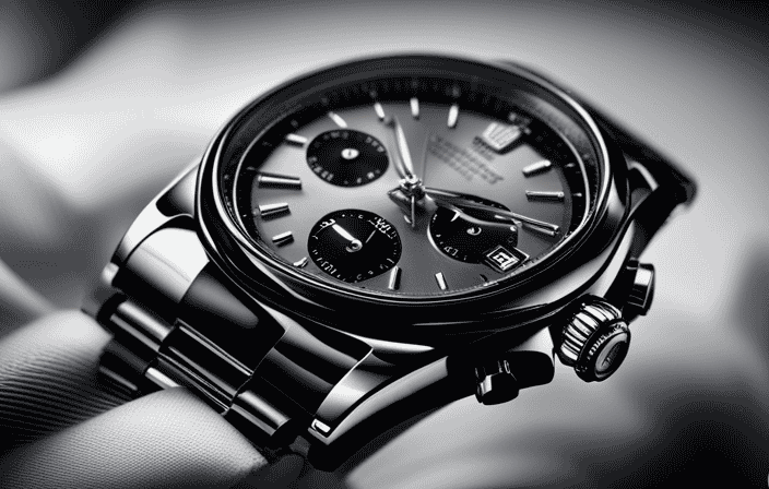 An image capturing the essence of timeless elegance, featuring a sleek Rolex Cosmograph Daytona watch with its iconic chronograph dials, exquisite stainless steel bracelet, and a background of opulent black leather