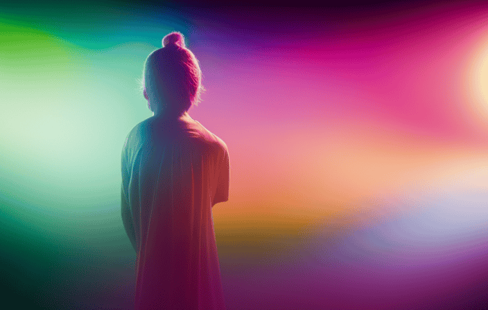 An image showcasing vibrant, ethereal hues radiating from a person's body, each color representing a unique aura