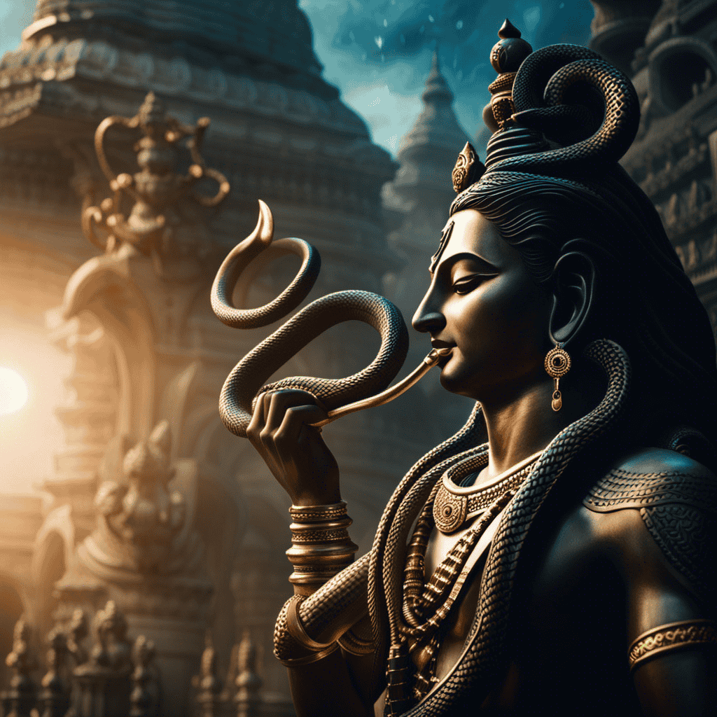 An image capturing the ethereal essence of Lord Shiva and the mystical bond with the snake
