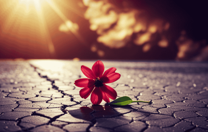 An image that depicts a vibrant, blooming flower emerging from a cracked and desolate pavement, symbolizing the triumph over depression
