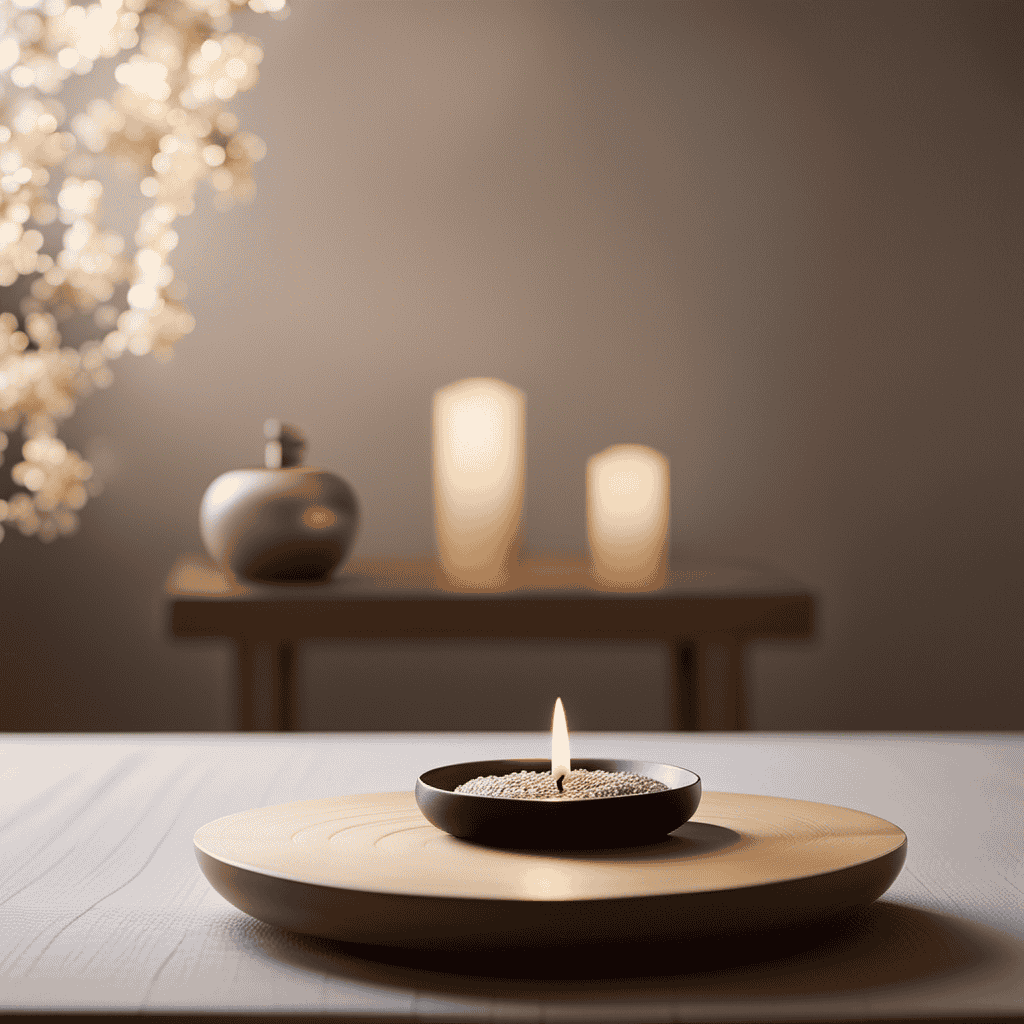 An image showcasing a serene meditation table in a minimalist setting