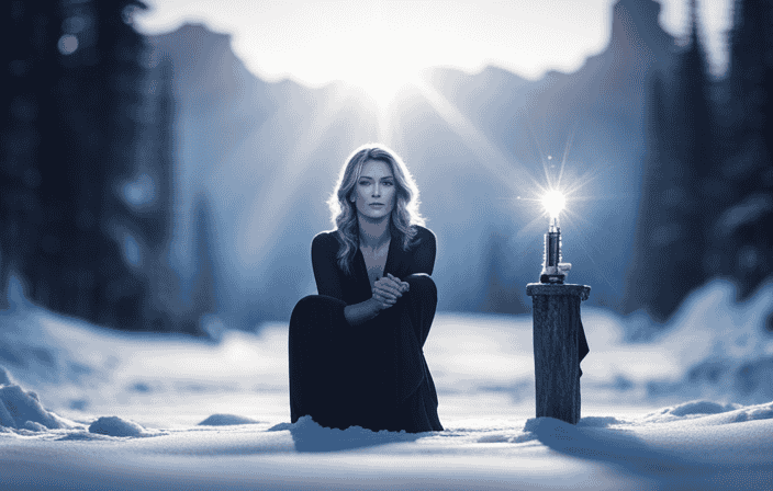 An image showcasing a serene setting with a person gently holding a crystal wand, surrounded by softly glowing crystals