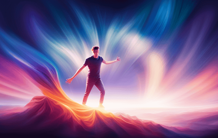 An image featuring a person surrounded by vibrant hues of energy radiating from their body