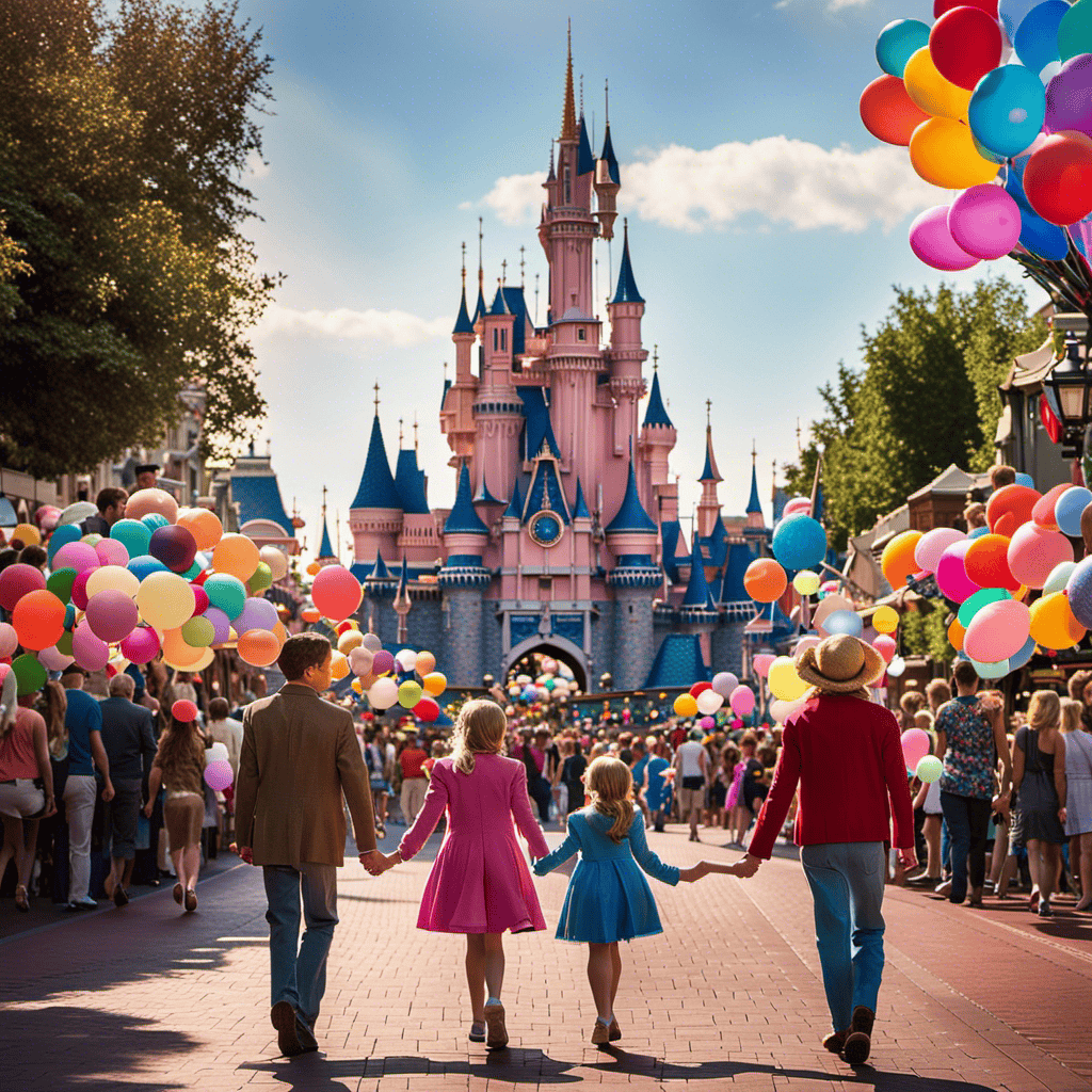 An image of a family walking hand-in-hand down Main Street, USA at Disneyland Park