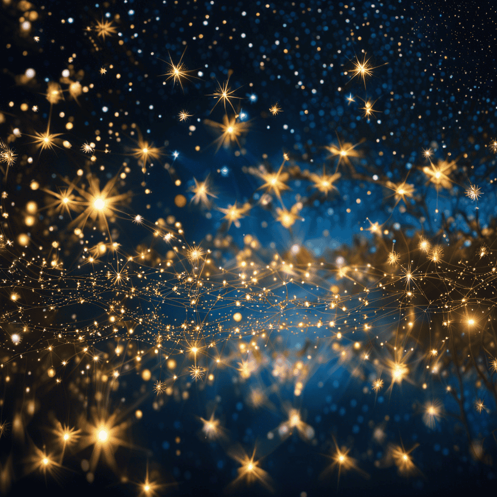An image of a starry night sky where shooting stars intersect, forming an intricate web of sparkling connections