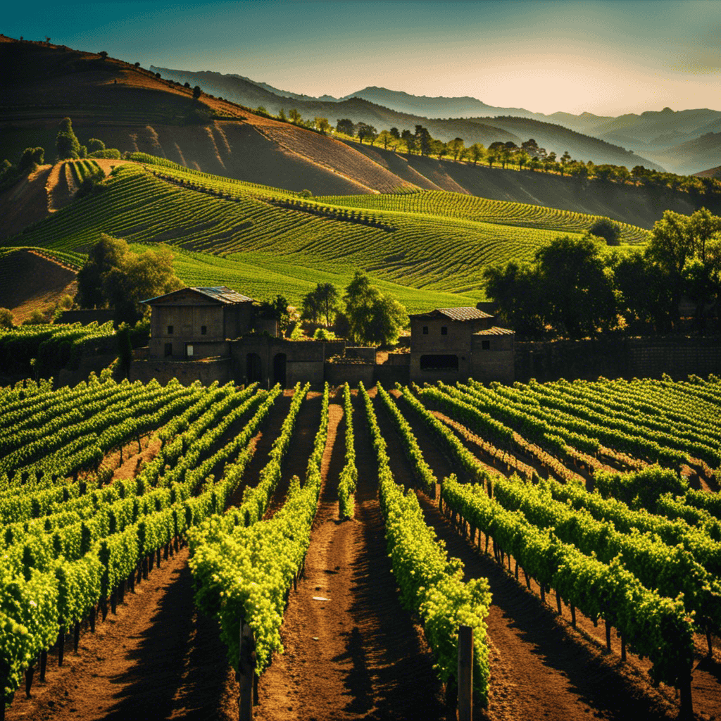 An image that captures the vibrant hues of the sun-kissed Nashik Valley, showcasing lush vineyards stretching endlessly, with rows of grapevines heavy with plump, juicy grapes glistening under the warm Indian sun