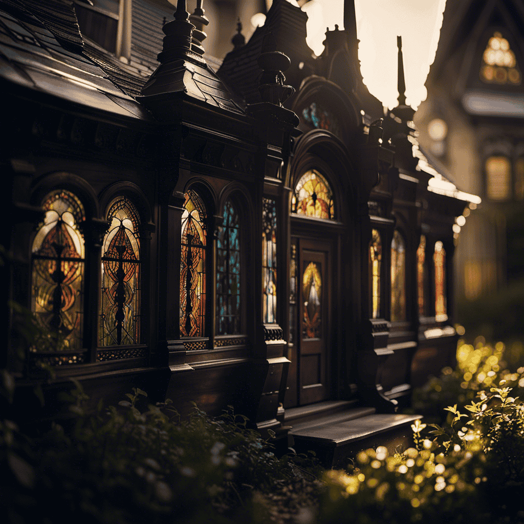 An image of a dimly lit Victorian house, with intricately patterned stained glass windows and a hidden door leading to a secret room, bathed in ethereal moonlight, inviting exploration and symbolizing the mysteries of our dream world