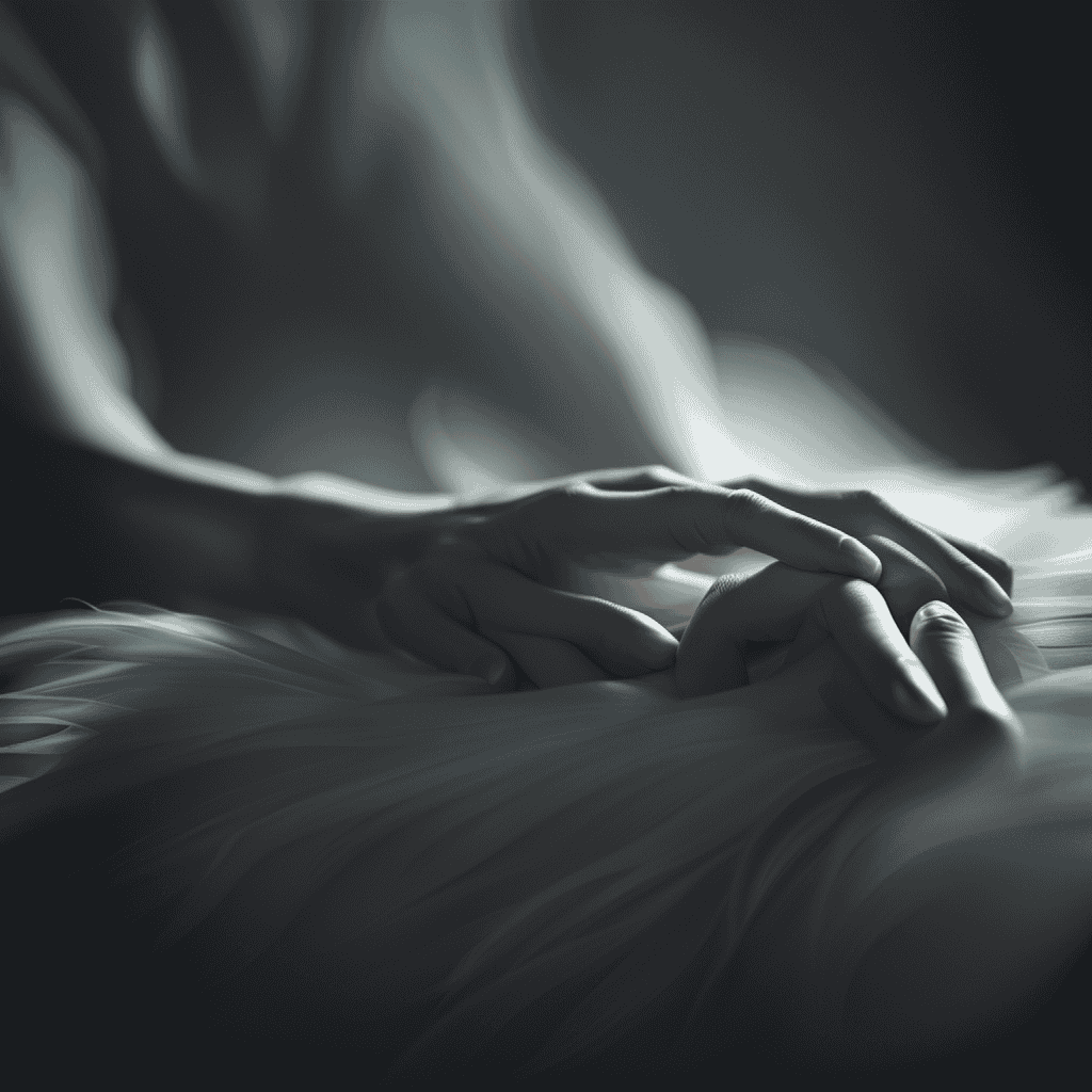 An image of a sleeping figure, seemingly peaceful, surrounded by ghostly hands, their fingers pressing into the dreamer's skin