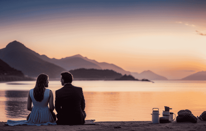 An image showcasing a couple sitting on a tranquil beach at sunset, engaged in a calm conversation, expressing empathy through attentive listening and comforting gestures, highlighting the importance of effective communication in managing overreactions in relationships