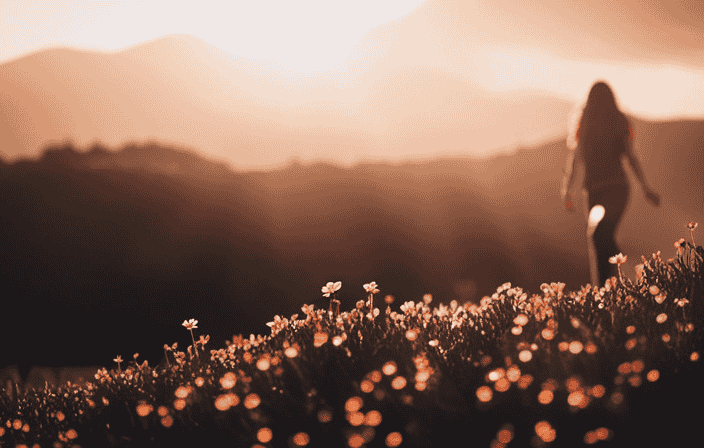 An image depicting a solitary figure emerging from a barren wasteland, bathed in a warm, ethereal light, as vibrant blossoms bloom around them, symbolizing the triumph of restoring faith and discovering purpose