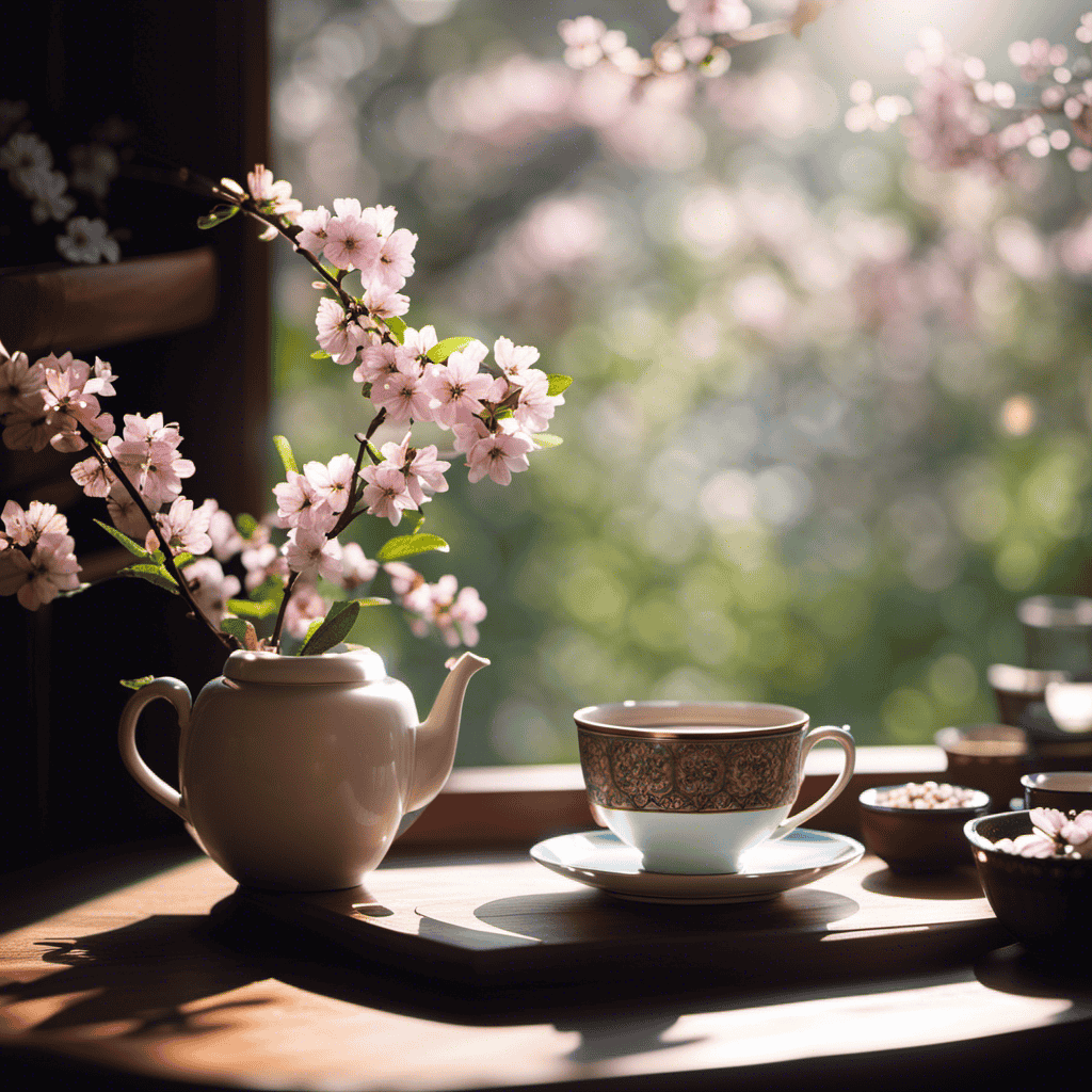 An image showcasing the tranquility of a tea meditation