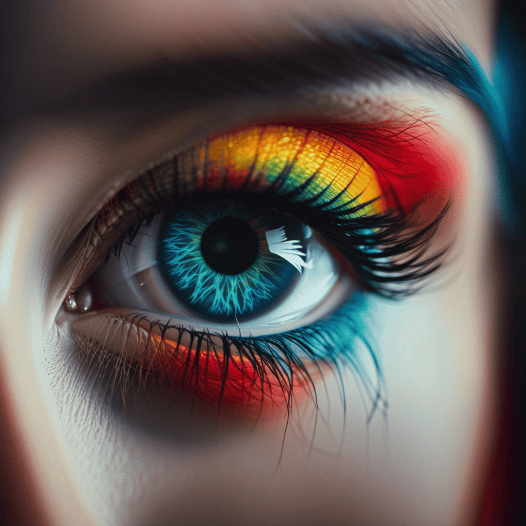 An image showcasing a vibrant spectrum of dream eye colors, ranging from intense fiery red to serene ocean blue, symbolizing a profound exploration of emotions and intricate connections