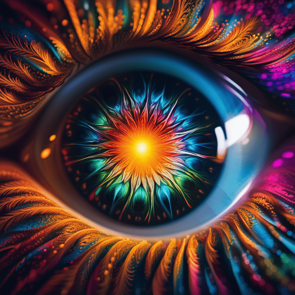 An image featuring an intricately designed, ethereal eye surrounded by vibrant, swirling colors