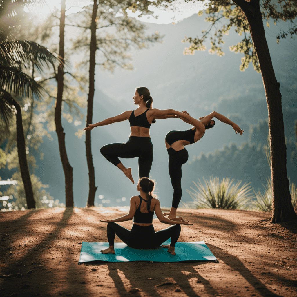 an image capturing the tranquility of partner yoga, with two individuals mirroring each other's poses in perfect harmony
