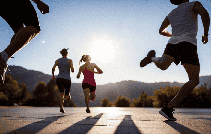 An image that showcases a diverse group of people engaging in various activities like jogging, cycling, yoga, and dancing, exuding vitality and joy