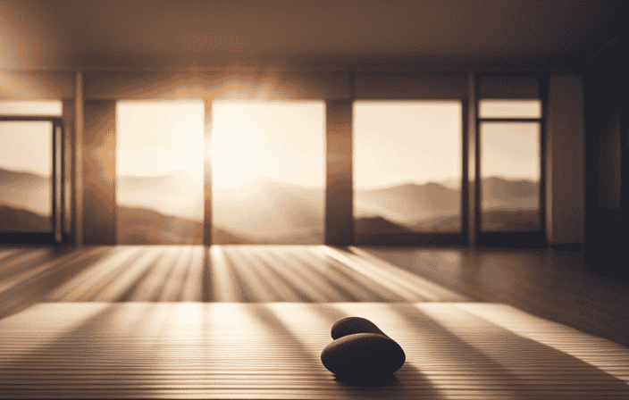 An image of a serene, sunlit room with a cushioned meditation mat placed in the center