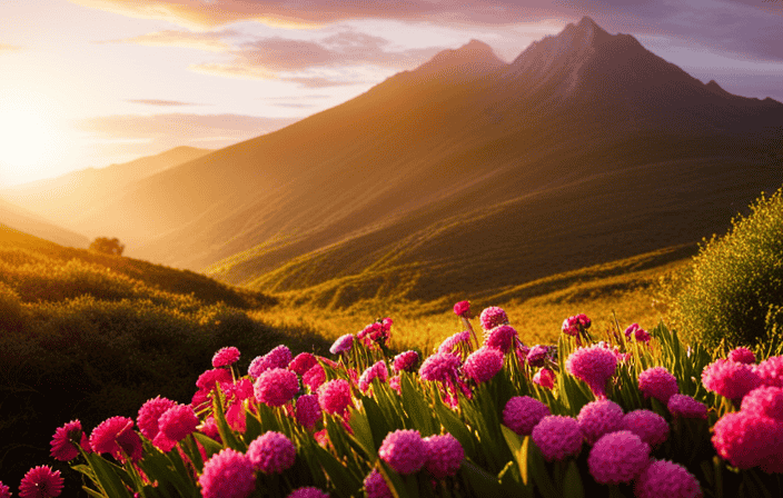 An image showcasing a serene mountain landscape with a winding path leading upwards, surrounded by vibrant flowers and bathed in the soft glow of a rising sun, symbolizing the transformative power of spiritual principles guiding one's life journey