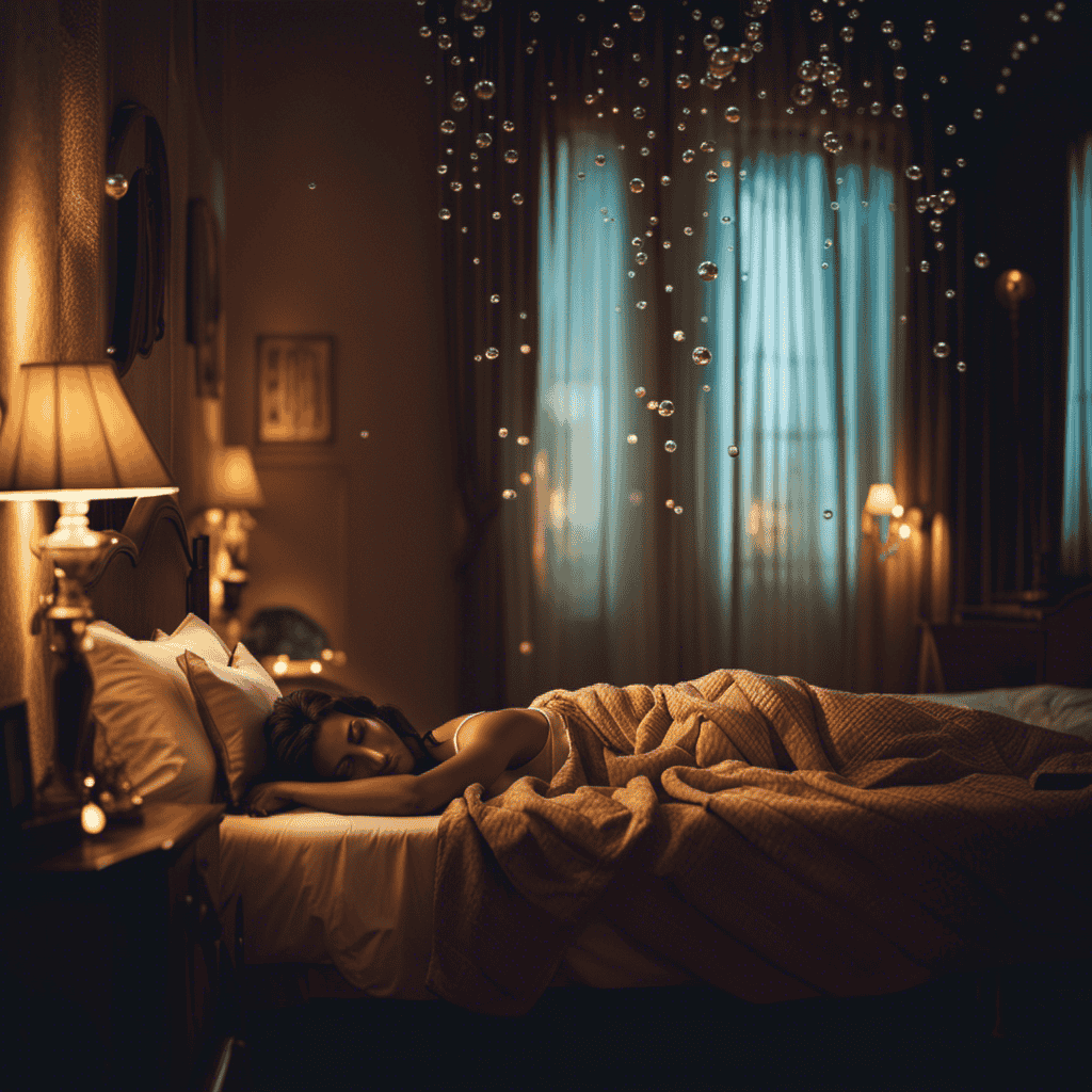 An image portraying a dimly lit bedroom with a person peacefully sleeping