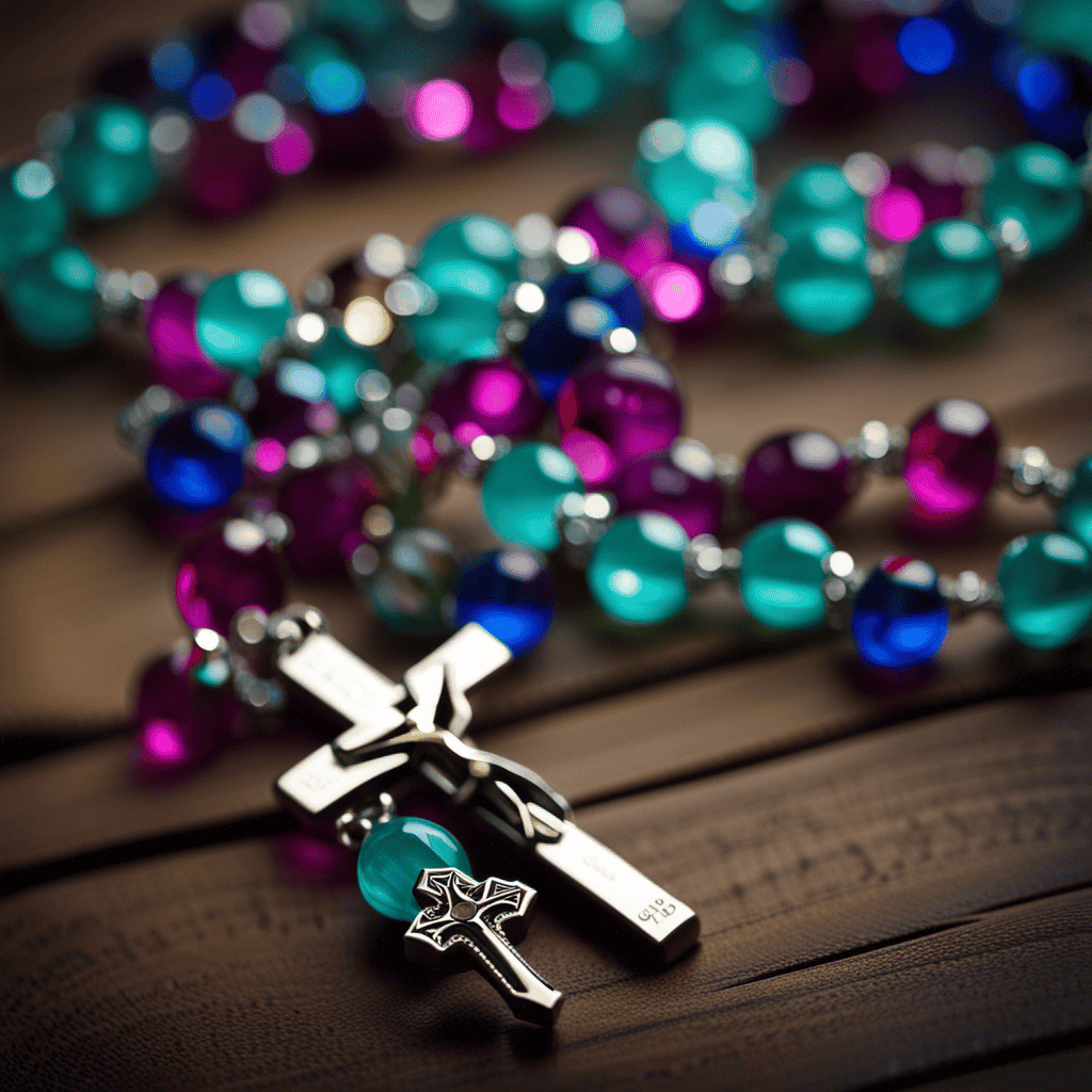 An image showcasing a delicate, intricately designed birthstone rosary
