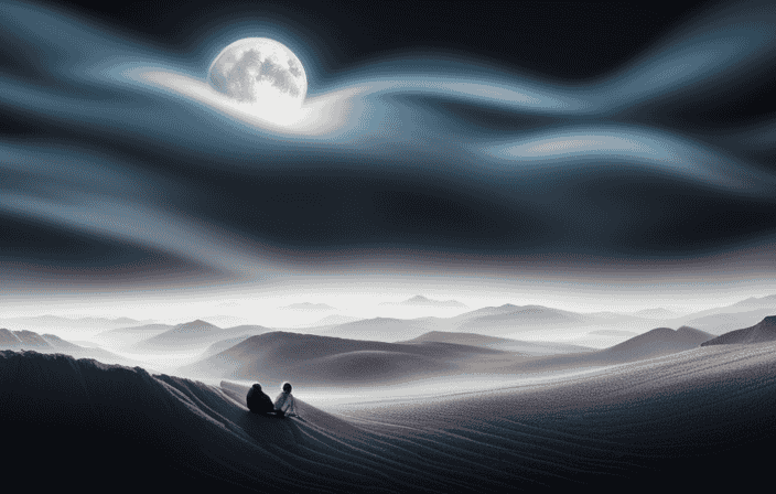An image showcasing a serene moonlit landscape with a lone figure lying on their back, surrounded by a multitude of ants, moving harmoniously in intricate patterns, symbolizing the spiritual significance of dreaming about ants