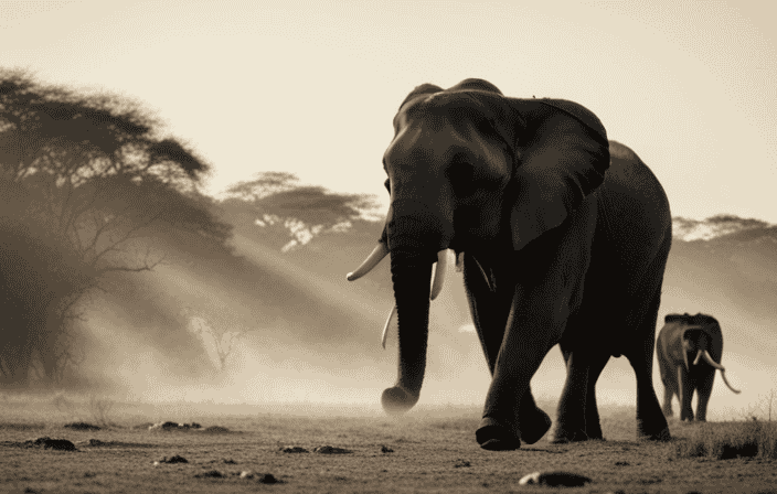 An image that portrays a majestic elephant gracefully leading its herd through a lush, sun-drenched savannah