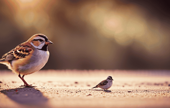 An image capturing the spiritual symbolism of sparrows: vibrant feathers reflecting blessings, a flock taking flight, their delicate forms representing luck, and their gentle presence evoking divine love