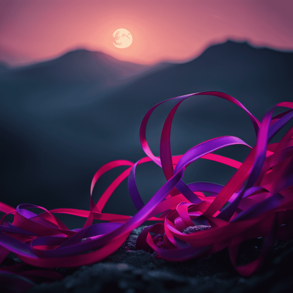 An image showcasing a serene moonlit landscape, where ethereal ribbons gracefully float in the air