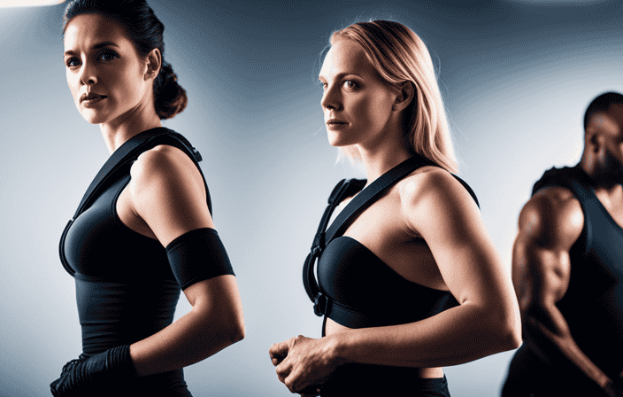 An image showcasing a diverse range of individuals wearing different types of shoulder braces, highlighting the adjustable straps, breathable fabrics, and ergonomic designs