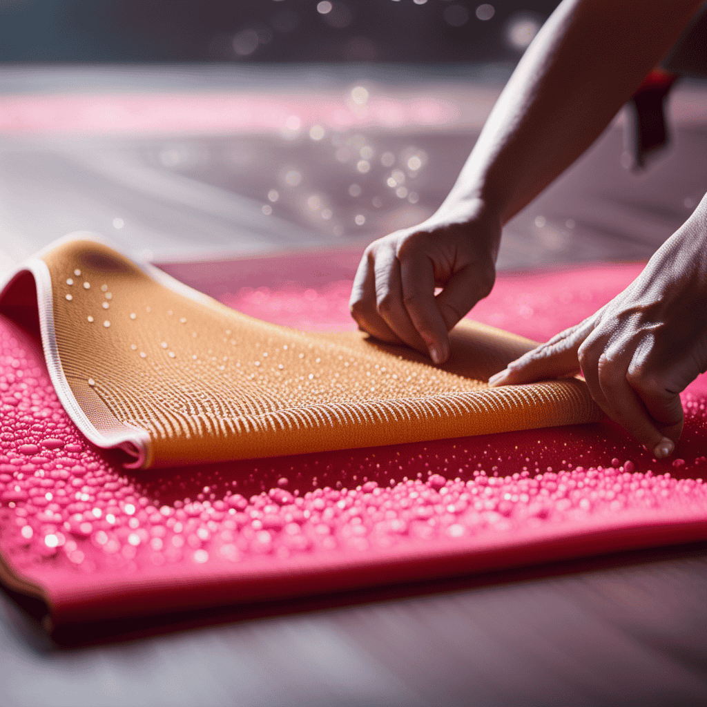An image showcasing a pristine yoga mat being thoroughly cleaned and revitalized