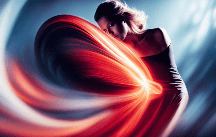 An image featuring a vibrant red aura emanating from a person's core, intertwining with fiery streaks of energy