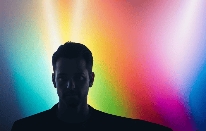 An image showcasing a person surrounded by a vibrant spectrum of radiant hues, each color representing a unique aura