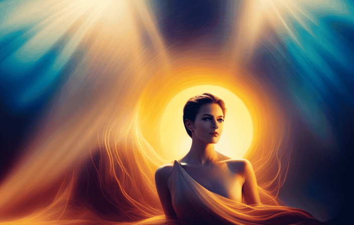 An image showcasing a vibrant person surrounded by shimmering layers of energy