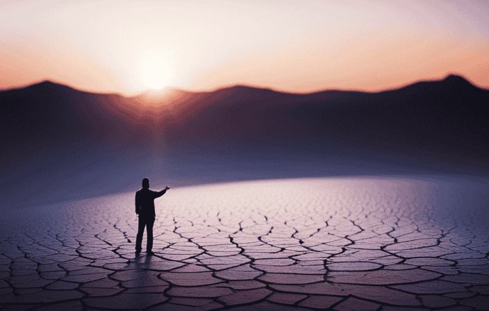 An image depicting a solitary figure standing at the edge of a vast, desolate desert