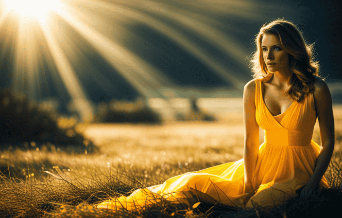 An image capturing the essence of a vibrant yellow aura; a radiant glow emanating from the core, enveloping the surroundings with warmth and optimism