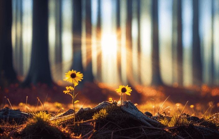 An image capturing the serene beauty of a secluded forest glade, bathed in soft golden sunlight