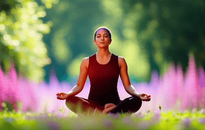 An image featuring a person meditating in a lush, serene garden