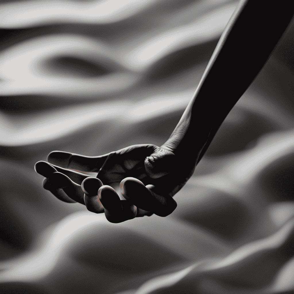 An image that showcases the eerie symbolism of detached body parts in unsettling dreams; a fragmented hand floats amidst a sea of distorted shadows, evoking a sense of unease and disconnection
