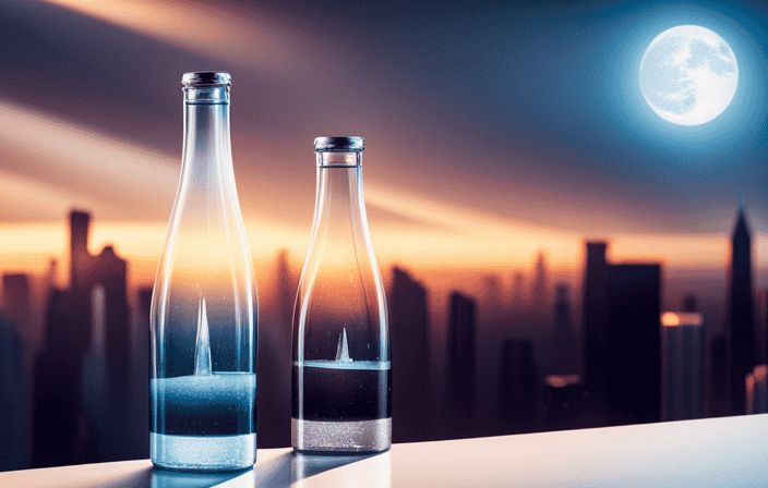 An image showcasing the vibrant packaging of Aura Bora sparkling water, with a variety of flavors neatly arranged on a sleek, modern shelf
