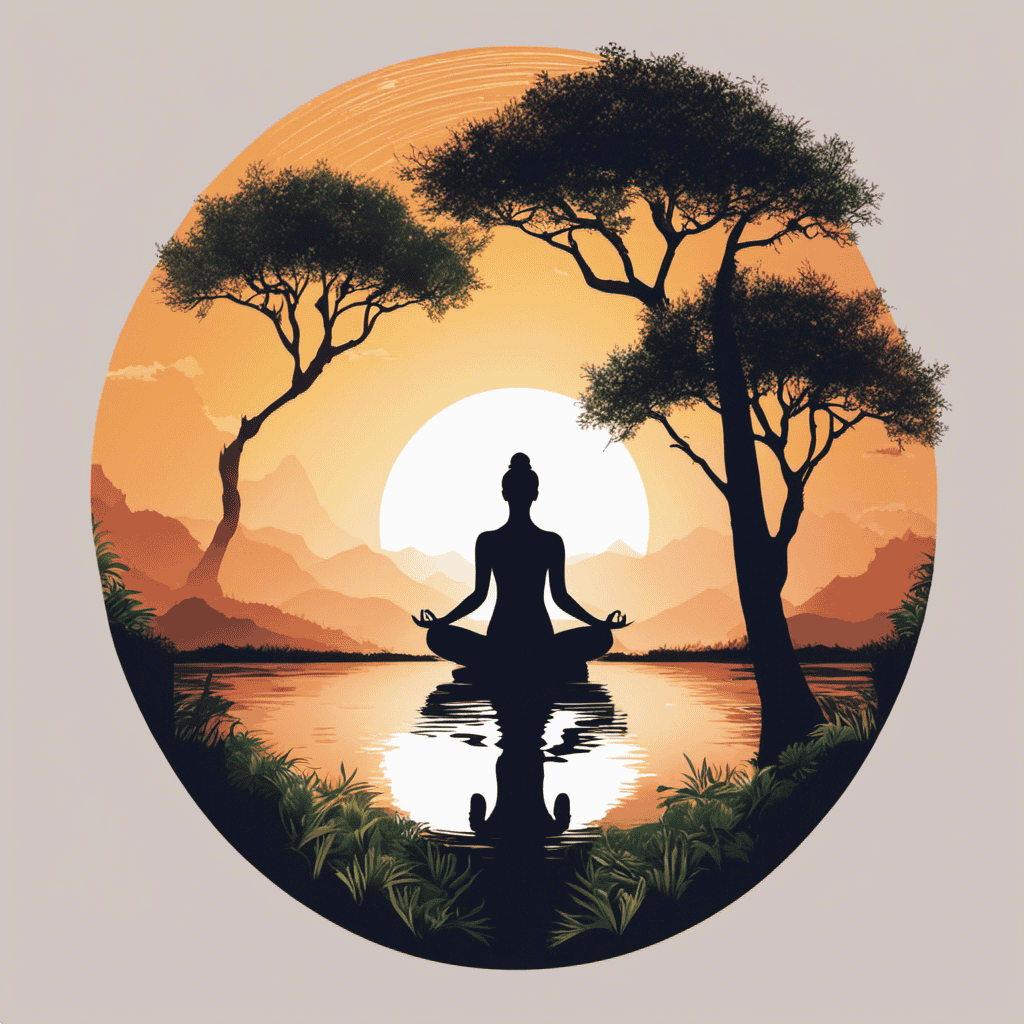 An image showcasing a serene setting, with a person in a yoga pose surrounded by nature