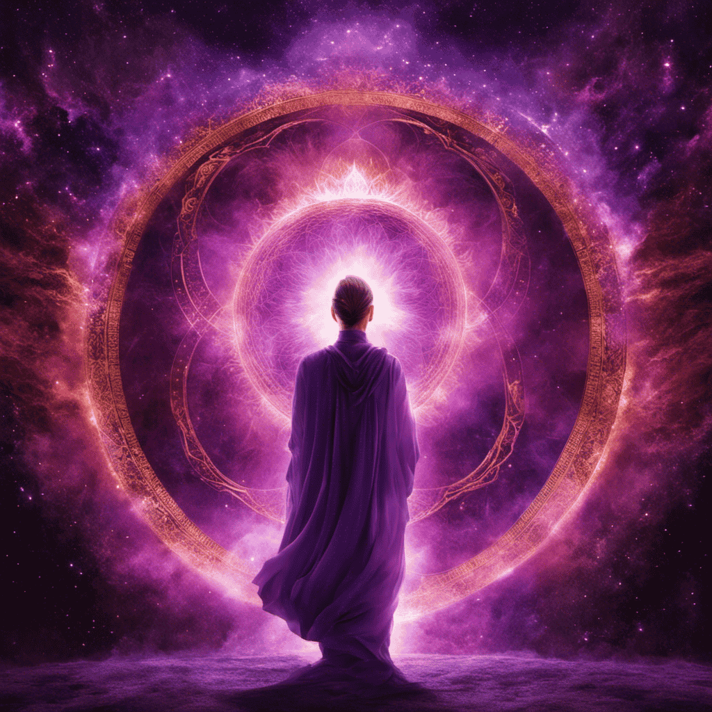 An image featuring a person with a vibrant purple aura surrounding them, exuding a sense of spirituality and intuition