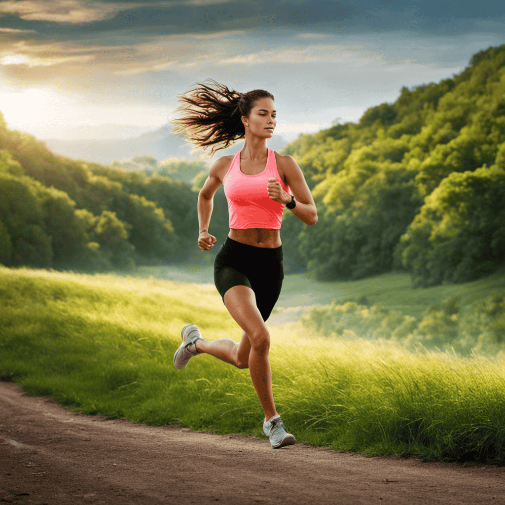 An image showcasing a person engaged in vigorous exercise, their face radiating with sweat, while surrounded by a serene natural backdrop