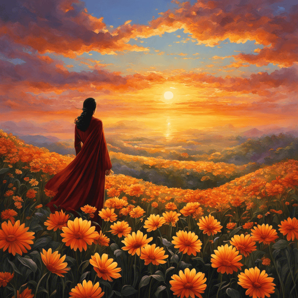 An image showcasing a radiant sunrise casting warm hues across a serene landscape